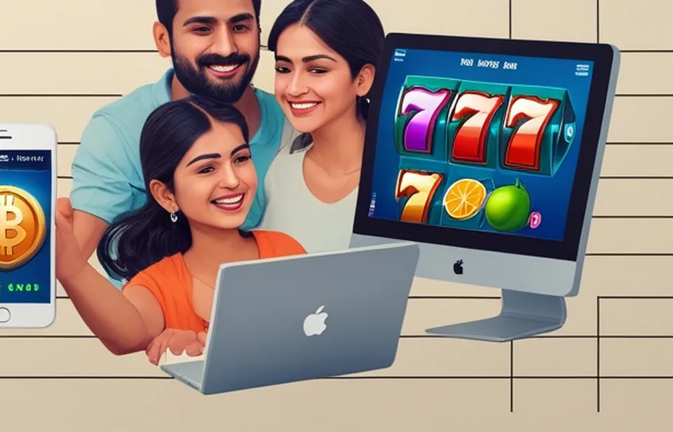 Players from India winning at a popular online slot at an online casino on a phone and on a computer