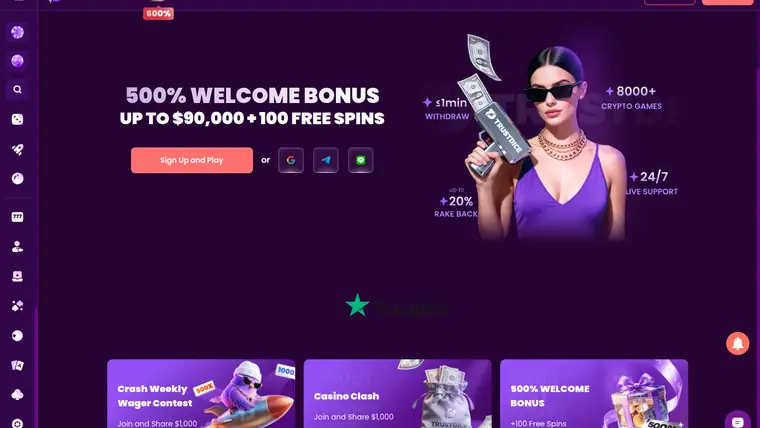 A screenshot of the TrustDice lobby